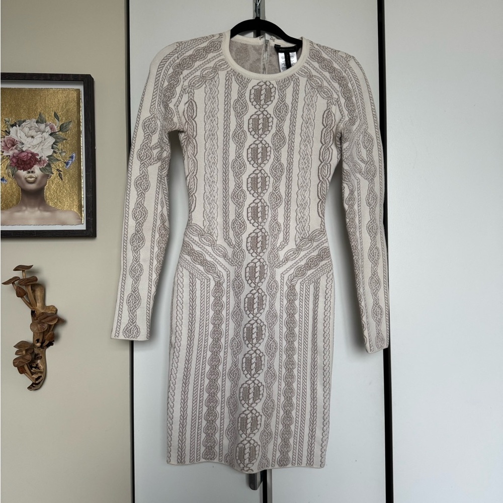 BCBGMAXAZRIA Textured Knit Bodycon Sweater Dress XS